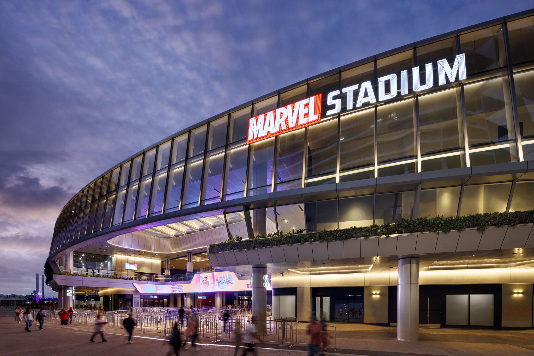 Outside facade of Marvel Stadium